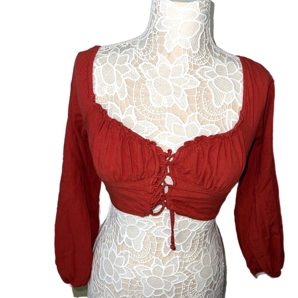 LA Hearts Auburn Red Long Sleeved Crop Top C31 - Picture 1 of 3